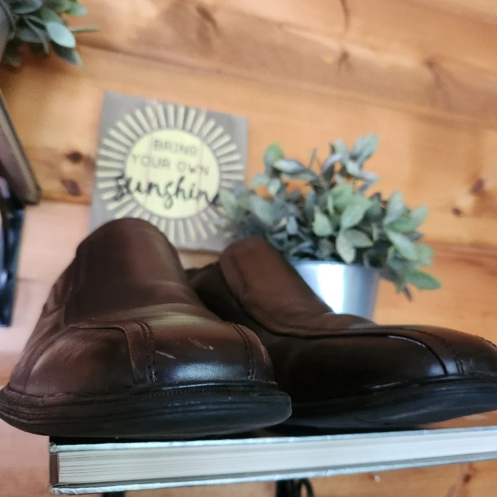 G.H. Bass & Co Glenn Brown Leather Slip On Loafers Casual Square Shoes‎ Sz 10 M